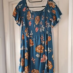 Teal and Floral Dress